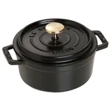 STAUB Gusseisen Bräter/Cocotte, Rund 12 cm, 0,25 L, Aromaregen Funktion für optimale Befeuchtung, Für alle Herdarten inkl. Induktion & Backofen, Schwarz