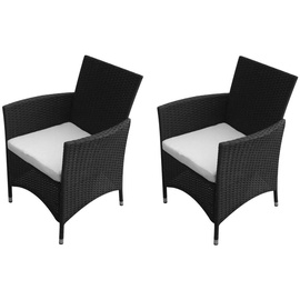 vidaXL Gartenstühle 2 Stk. Poly Rattan Schwarz