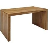 KADIMA DESIGN Schreibtisch BOHA Massiv-Holz Akazie Computertisch 140 cm breit Echtholz Design Ablage Büro-Tisch Landhaus-Stil - Beige