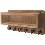 Shurhome Wandmontierter Schlüsselhalter aus Holz mit 6 Haken, Briefschlitz Aufbewahrungsregal zum Organisieren von Schlüsseln, Post, kleinen Gegenständen, ländlichen Haken