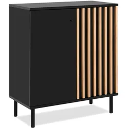 Furn.Design Kommode schwarz, Eiche 80 cm mit 3D-Lamellen, Biella