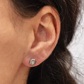 ZEEme Paar Ohrstecker ZEEME "Edelstahl mit weißem Zirkonia 6mm", Damen, Gr. one-size, Edelstahl, weiß (weiß, weiß), Ohrringe