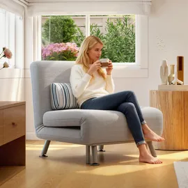 Homcom Schlafsessel (Breite 75 cm, Hellgrau,