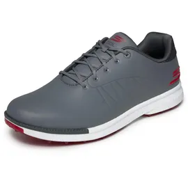 SKECHERS Tempo Herren Golfschuh ohne Spikes, wasserdicht, leicht, Grau/Rot, 47.5 EU