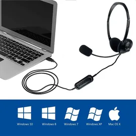 ewent EW3568 Kabelgebunden, USB-A), Office Headset Schwarz