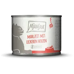 MJAMJAM Leckere Mahlzeit 200g Dose Katzennassfutter 6 x 200 Gramm Mahlzeit mit leckeren Herzen