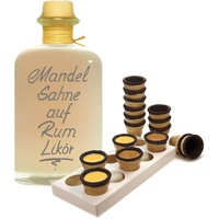 Mandelsahne auf Rum Likör 0,5L mit 8 Waffelbechern & Becherhalter 18% Vol.