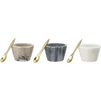 Bloomingville Rosamynthe Salztopf mit Löffel 3er Set aus Marmor
