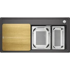 Blanco Zenar XL 6 S-F DampfgarPlus felsgrau + Excenterbetätigung + InFino + Holzschneidbrett