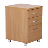 KADIMA DESIGN Moderner Büro Rollcontainer in Buche, 60 cm, mit 3 Schubladen, elegante Aluminiumgriffe, praktische Rollen für leichte Beweglichkeit