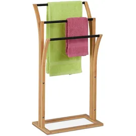 Relaxdays Handtuchständer Holz Natur/Schwarz