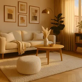 Relaxdays Pouf Cord 35 x 25 x 35 cm Beige