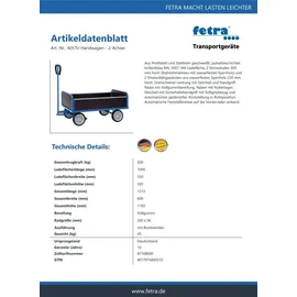FETRA Handwagen 4051V 500 kg