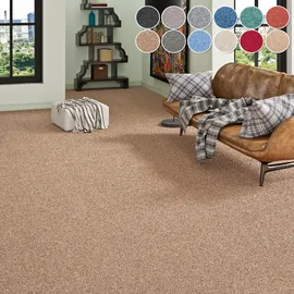OTTO home Teppichboden OTTO HOME "Fortis, Schlinge, Gesamthöhe 5 mm, Made in Netherlands", braun (nougat), B:400cm L:100cm, Kunstfaser, Teppiche, meliert, Breite 400 cm, strapazierfähig, Wohnzimmer