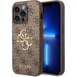 GUESS PU 4G Metal Logo Case iPhone 15 Pro Max braun