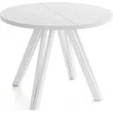 ESSTISCH Ravero runder ausziehbarer, Weiß 100-180/100/77 cm