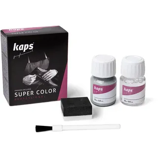 KAPS Professional Lederfarbe "Super Color" + "Preparer" für Naturleder, Synthetik und Textil (je 25 ml) zur Pflege und Reparatur von Lederschuhen in Verschiedenen Farben (403 - Brillantes Silber)