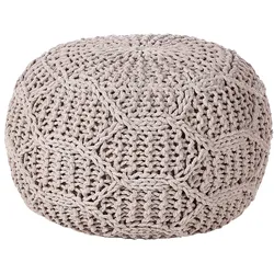 Pouf Makramee Baumwolle taupe ⌀ 50 cm TRIMAN