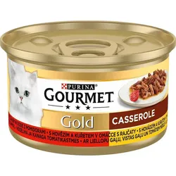 Purina Gourmet Gold mit Rindfleisch und Hühnerfleisch in Tomatensauce 85g