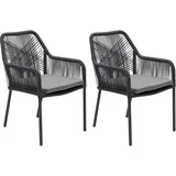 LC Garden »Stilo« 2er Set Gartenstühle Rope Anthrazit Armlehnstühle inkl. Sitzkissen