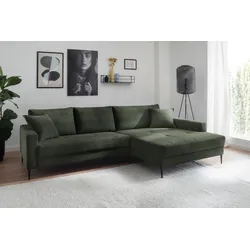Ecksofa TRENDS BY HG "Summer L-Form", grün, B:278cm H:86cm T:174cm, Sofas, in Cord-Stoff mit Metallfuß