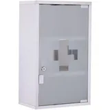 Homcom Medizinschrank Arzneischrank Erste Hilfe Schrank mit Schloss Edelstahl 30 x 18 x 50 cm