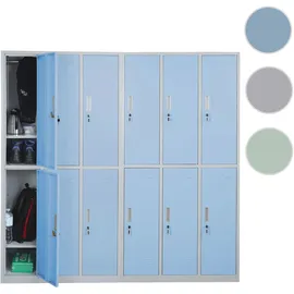 Mendler Schließfach Boston T829, Schließfachschrank Wertfachschrank Spind, Metall 12 Fächer ~ blau
