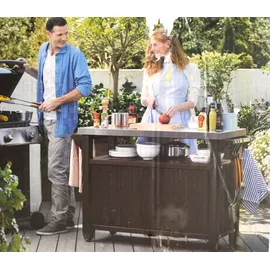 KETER Grilltisch 134 x 88 cm Edelstahl Braun
