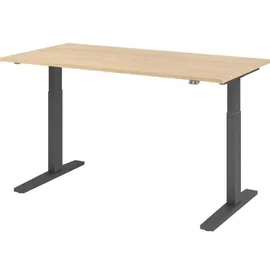 Hammerbacher XMKA16 elektrisch höhenverstellbarer Schreibtisch eiche rechteckig, C-Fuß-Gestell grau 160,0 x 80,0 cm