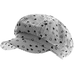 Baker-Boy-Mütze mit Karo-Muster Ballon-Mütze mit Herzchen Kopfbedeckung Sommer-Cap Schirm-Mütze 4606M K248138 Weiß/Schwarz - One-Size