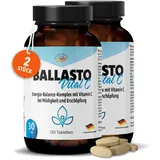 GOLDEN PEANUT Energie-Stoffwechsel 2x 120 Tabletten mit Maca Pulver, Flohsamenschalen, Inulin, Apfelpektin und Vitamin C, Ballaststoff Komplex