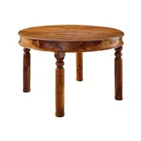 Esszimmertisch Küchentisch rund 140cm Akazie massiv Holz hell braun kolonial