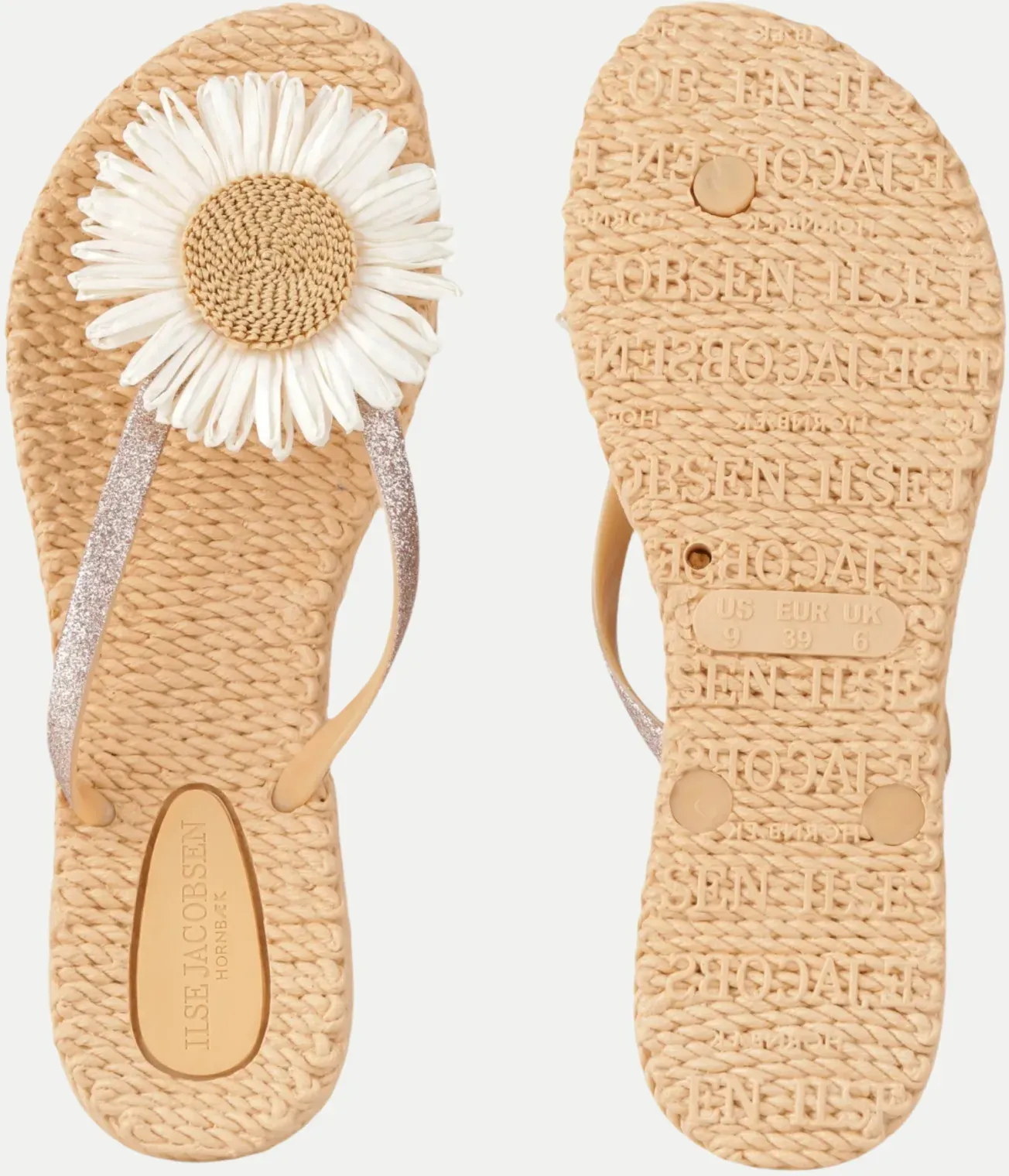 Flip-Flops mit Blumendetail Beige 41