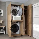 roomart Waschmaschinenschrank Dora 0 x 0 x 0 cm Weiß/Weiß Eiche/Anthrazit Eiche