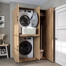 roomart Waschmaschinenschrank Dora 0 x 0 x 0 cm Weiß/Weiß Eiche/Anthrazit Eiche