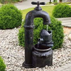 Außen Spring Brunnen Kaskade Kupfer Antik Optik Terrassen Pumpe Kanne