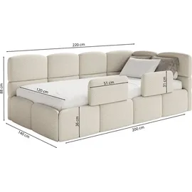Selsey Cloudy – Kinderbett 120x200, Kopfteil links, Matratze & Bettkasten, Samt Schwarz