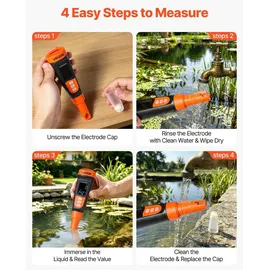 Vevor TDS-Messgerät, Messbereich 0–9990 ppm, EC/TDS-Mehrparametermessung, Digitales Wassermessgerät mit Automatischer Zeitregelung, Übersichtliches VA-Display, für Trinkwasserqualitätsprüfung