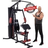 Miweba Sports Kraftstation 50in1 Profi Fitnessstation MK500 Pro - 60 kg Gewichtblock & Butterfly, 14 Gewichtsblöcke (Brustpresse, multifunktionale Kraftstation für zuhause, Fitness Power Station, Sportgeräte für zuhause, Workout, Krafttraining, 50-tlg., 14 Gewichtsscheiben, Stahl, verstellbare Trainingsintensität), Kraftturm Fitnessturm Fitnessgerät Home gym Trainingsgerät rot|schwarz