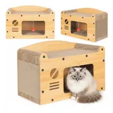 Coil Kratztonne, Katzenhöhle, Katzenkratzbaum, Katzenbett, Katzenliege, Umweltfreundliches Bett, Kratzpappe, MDF, (Höhe: 29 cm)