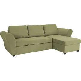 trends by hg Eckcouch Polyester mit Bettfunktion 3-Sitzer Grün