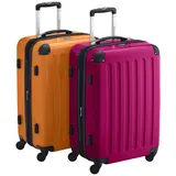 HAUPTSTADTKOFFER - Alex - 2er Koffer-Set Hartschale glänzend, TSA, 65 cm, 74 Liter, Magenta-Orange