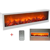 LED Wandkamin Tischkamin Elektrokamin mit realistischer Flammensimulation Kaminfeuer Feuersimulation weiß inkl. Fernbedienung 60x20cm - Weiß
