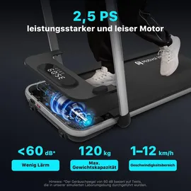 mobvoi Home Laufband SE, Intelligente KI 3-in-1-Klapplaufband, elektrisches Laufband, 2,5 PS, kompakt tragbar unter dem Schreibtisch, 12 km/h, 120 kg - Silber