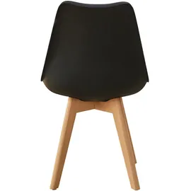 Svita MATS 2er Set Esszimmerstühle Küchenstühle Holz Lehne Kunstleder Schwarz