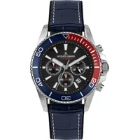 Jacques Lemans 1-2206D Herrenuhr Chronograph mit Lederband Blau