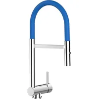 VIZIO NIEDERDRUCK Wasserhahn Vorfenster Küchenarmatur Umklappbar 6 CM mit 360° Schwenkbarem Auslauf Abnehmbare 2 Strahl Brause Verchromt Blau