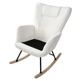 Beliani Schaukelsessel SANDVE Bouclé 72 x 98 x 87 cm Weiß/Schwarz/Braun