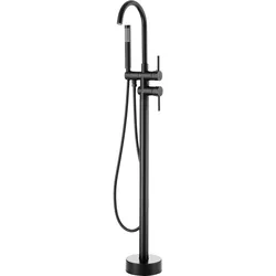 VEVOR Freistehende Badewannenarmatur mit Handbrause, Klassisch Badewannen Armaturen Set 98 cm Hohe, Mattschwarz Badewannenhahn 1,61 GPM Durchfluss, Badewanne Wasserhahn Duschsystem Duscharmatur