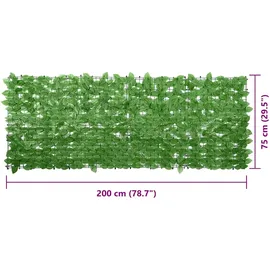 vidaXL Sichtschutzmatte mit Grünen Blättern 200 x 75 cm